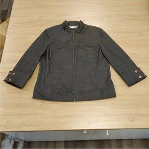 St John Denim Brown Jean Jacket Stand Up Collar NEW